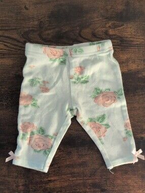 5/$25 Monkey Bars Floral Onesie Bodysuit Light Blue 3-6M